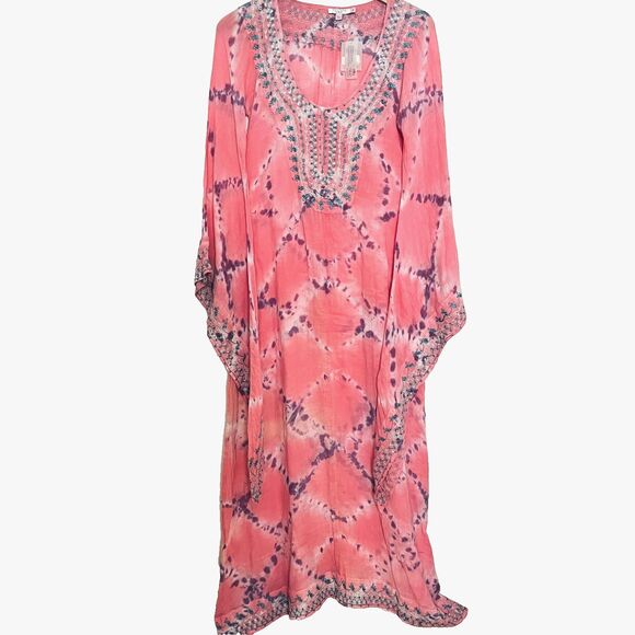 Calypso St. Barth Dresses & Skirts - Vintage Calypso St. Barth Maxi Dress M Tie Dye Angel Sleeve Boho Kaftan NWT